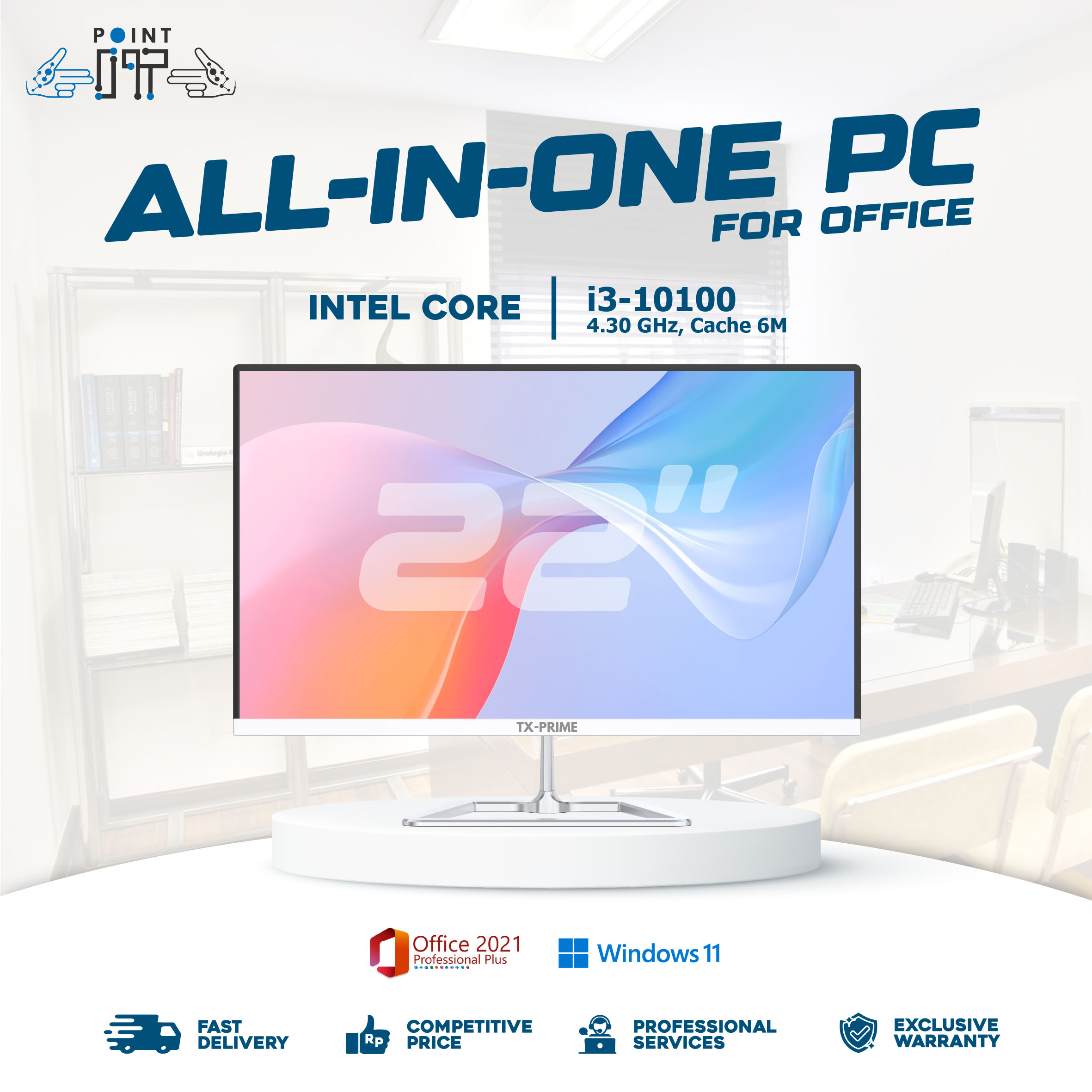 All In One PC TX-PRIME Intel Core i3-10100 / RAM 16GB / NVME 512GB / LED 22" FHD - Lengkap Siap Pakai